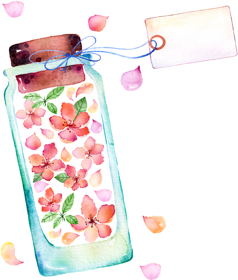 Flower Glass Bottle Hand Painted Watercolor Transparent - Alideco Decorative Craft Washi Masking Tape Japanese (1024x1024), Png Download
