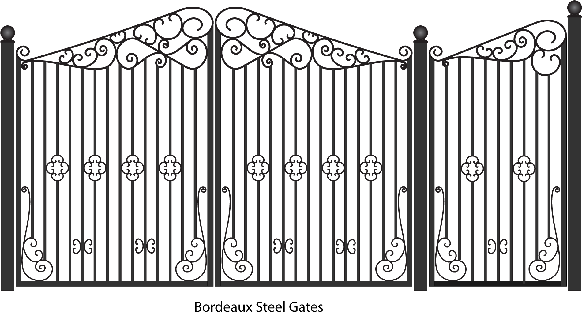 Jpg Black And White Stock Steel Wrought Iron Gates - Steel Designer Gates Png (1900x1029), Png Download