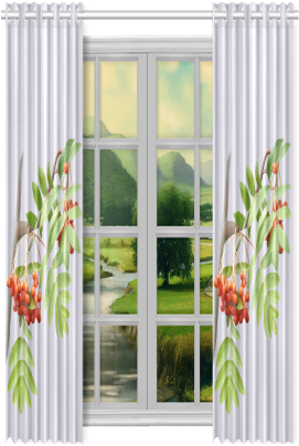 Rowan Tree Watercolor New Window Curtain 50" X - 1x Clover Green Leaves Polyester Window Curtain 52" (500x500), Png Download