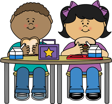 Sitting Eating Cliparts - School Lunch Clipart (450x416), Png Download