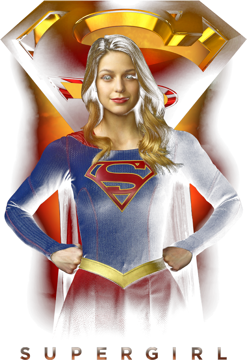 Supergirl Standing Symbol Men's Ringer T-shirt - T-shirt (850x1296), Png Download