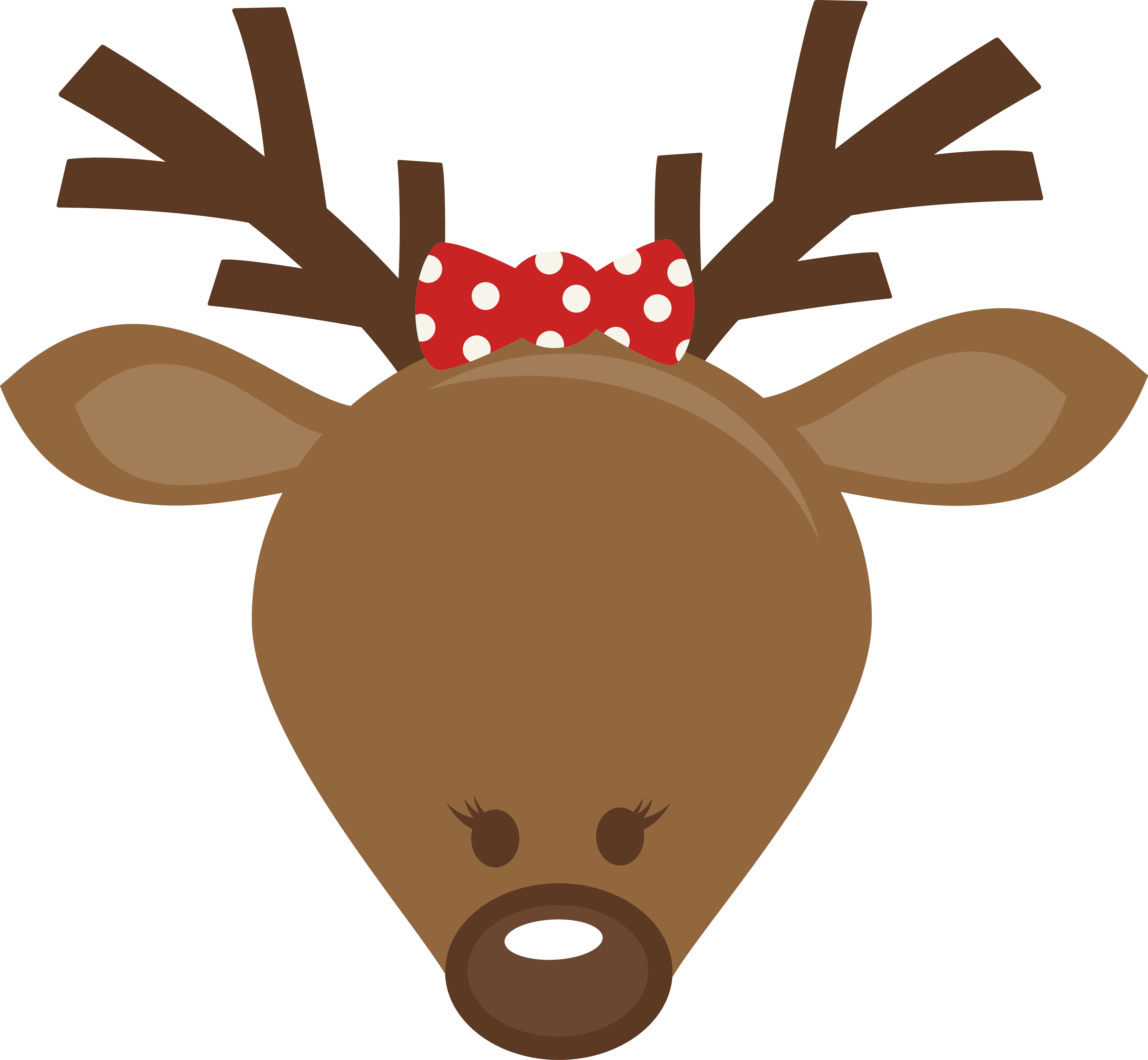 Antler Clipart Felt Reindeer - Reindeer Face Clip Art (3564x3291), Png Download