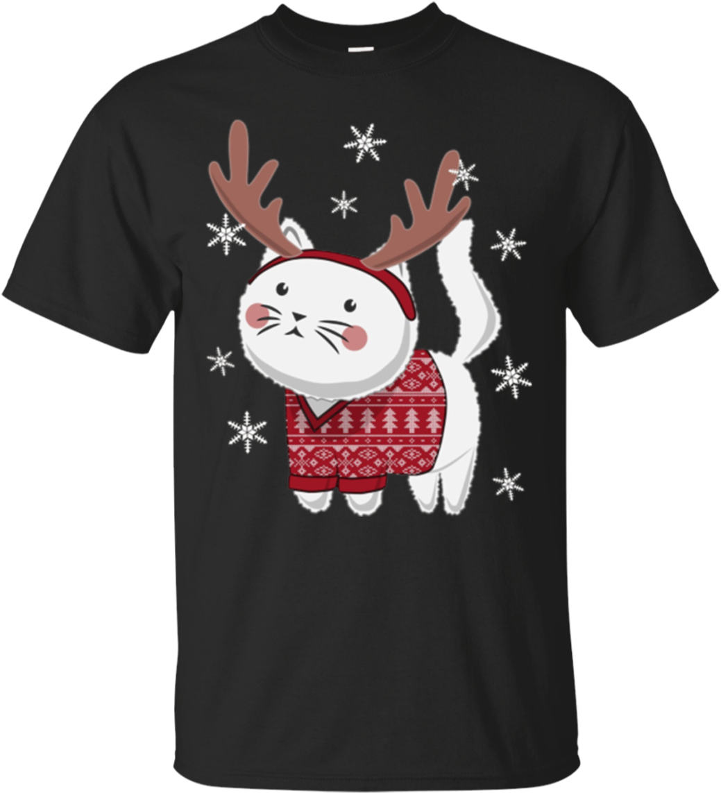 Ugly Christmas Sweater Cat Reindeer Antlers Headband - T-shirt (1155x1155), Png Download