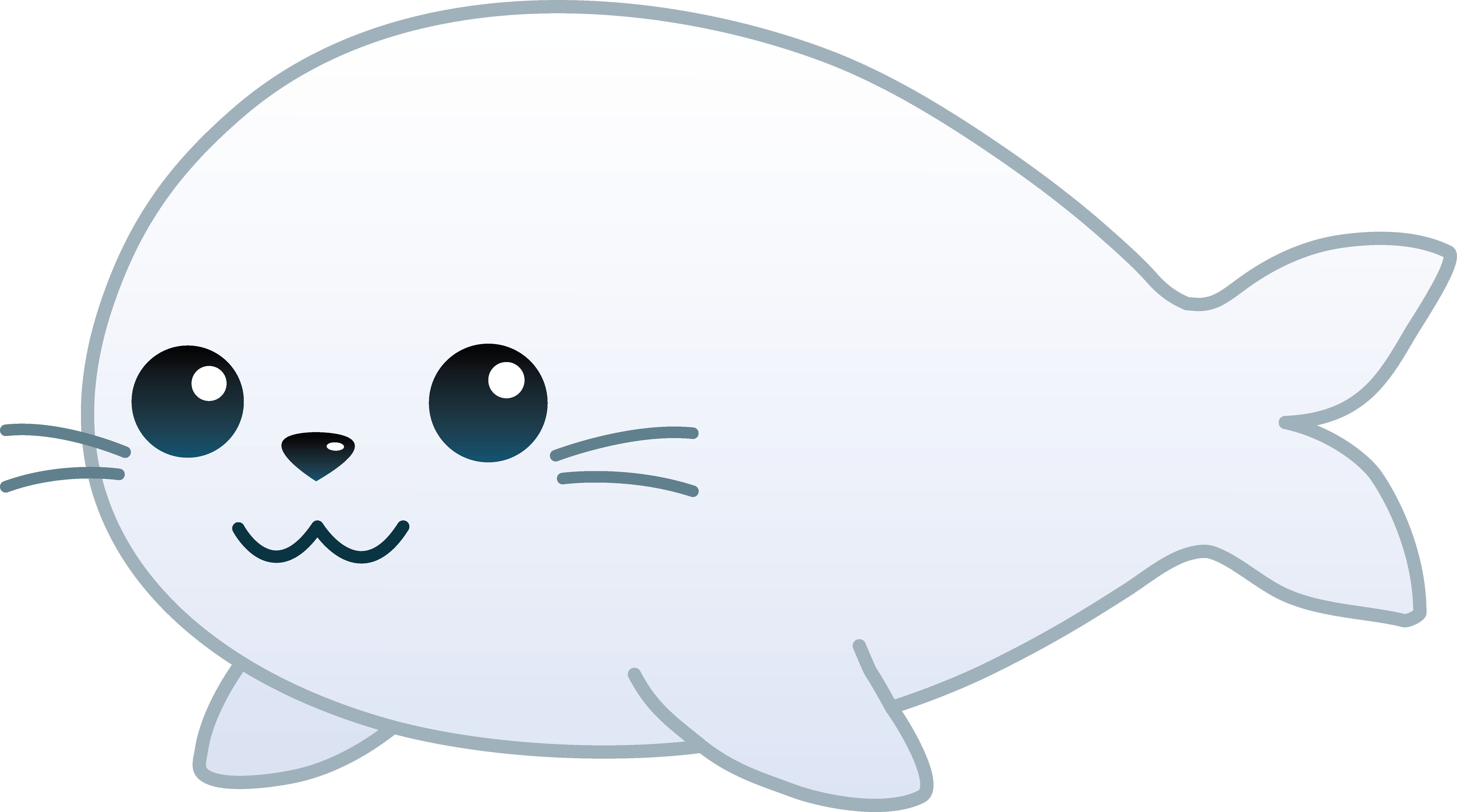 Black And White Library My Free Clip Art Of A Cute - Draw A White Seal (6802x3792), Png Download