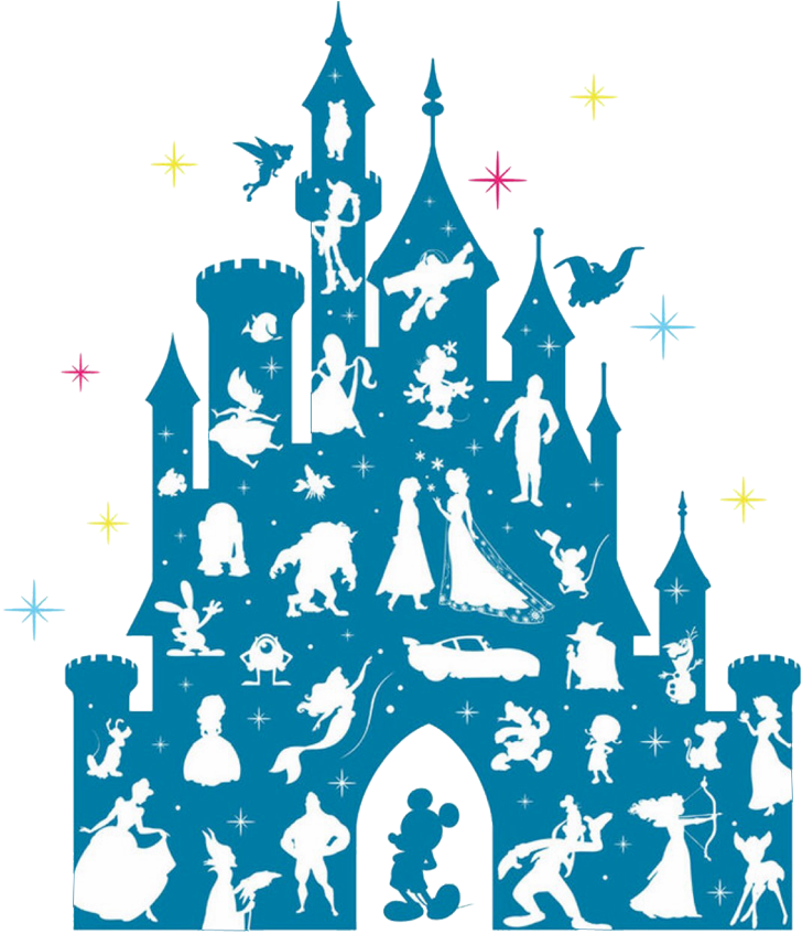 Cinderella Castle Silhouette Png For Kids - Disney Castle Silhouette With Characters (767x878), Png Download