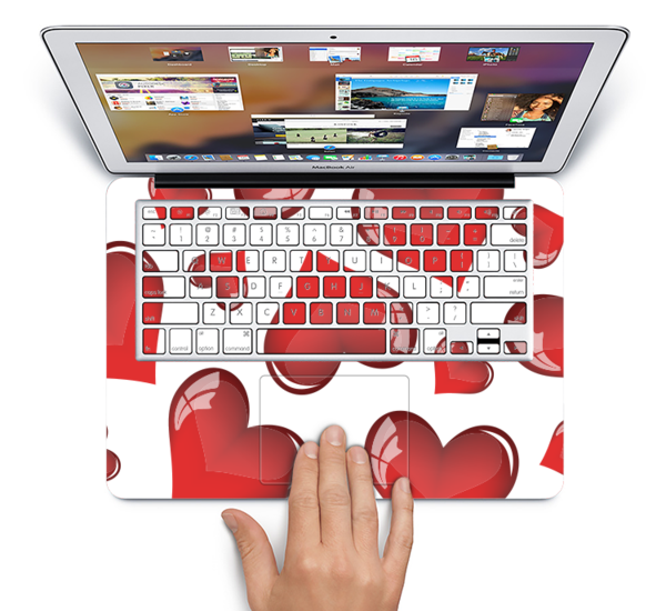 The Glossy Red 3d Love Hearts Skin Set For The Apple - Sunky - Macbook Pro 15 Inch Case With Retina Display (600x550), Png Download