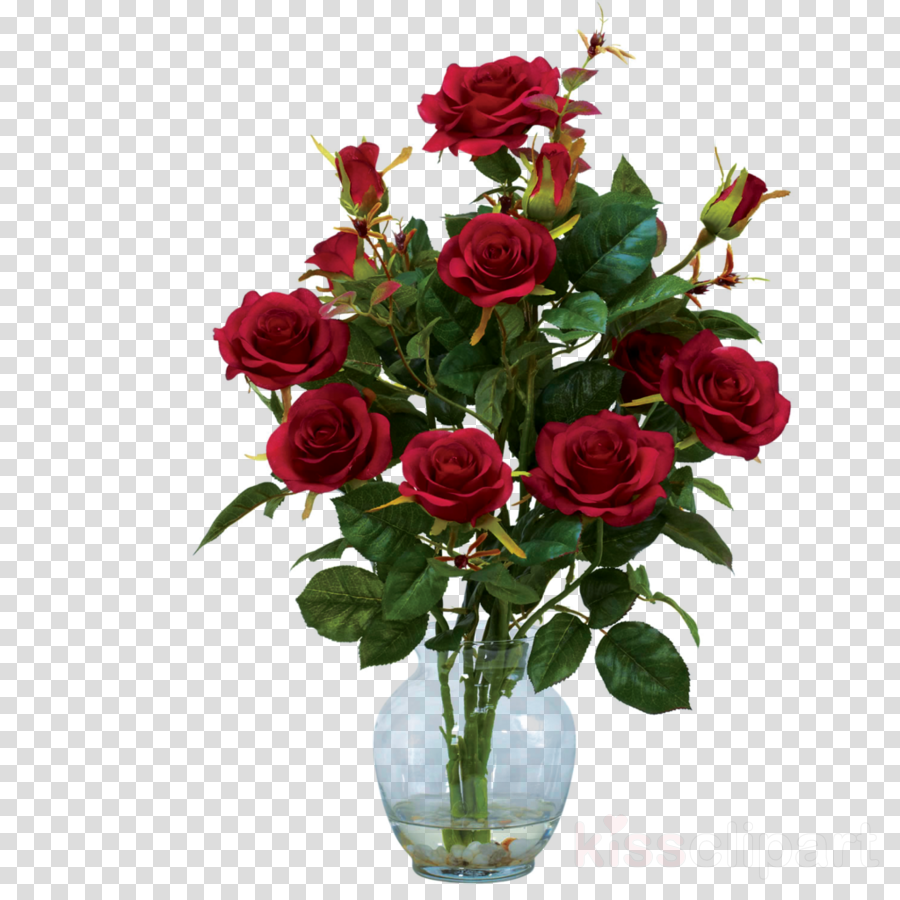 Png Rose Plant Clipart Rose Clip Art - Rose Bush Silk Flower Arrangement With Vase, White (900x900), Png Download