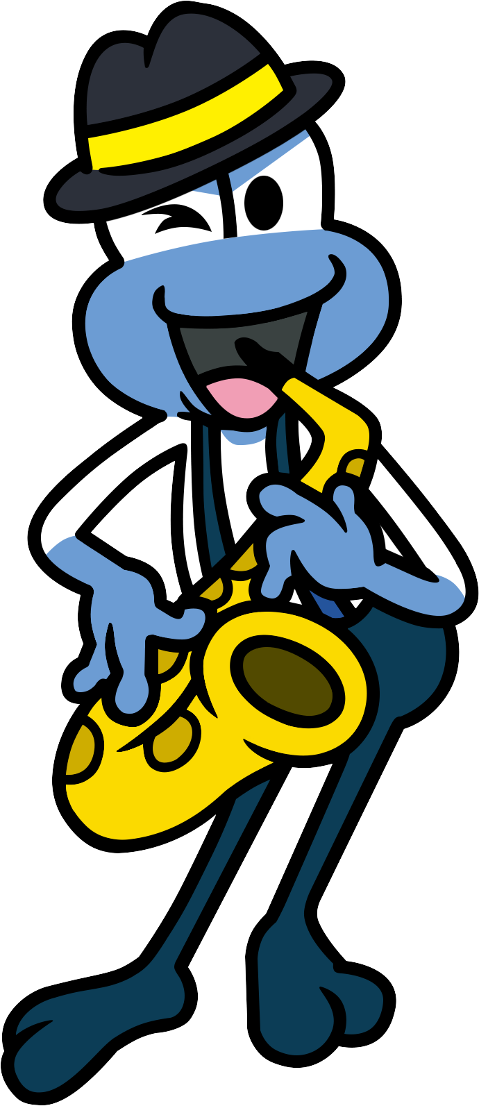 Blue Frogette Sax - Rhythm Heaven Frog Hop Art (690x1593), Png Download