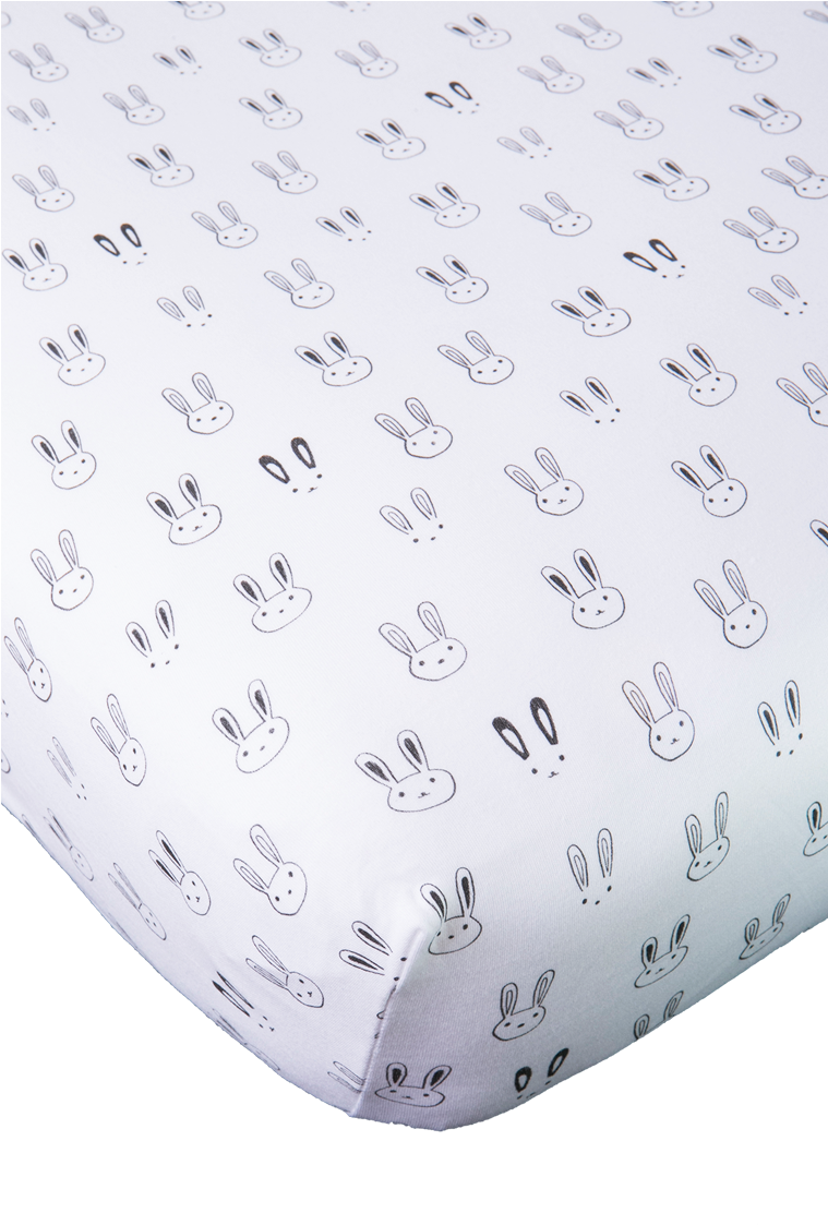 Black And White Bunny Crib Sheet Baby Noomie Pima Cotton - Bunny Crib Sheets (758x1137), Png Download