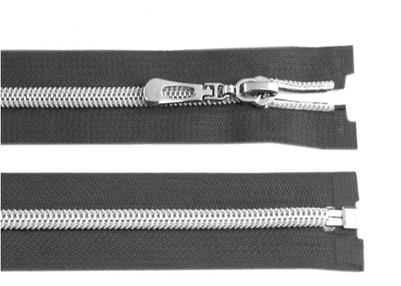 Nylon Coil Zipper With Silver Teeth 80 Cm Open-end - Zipper (580x580), Png Download