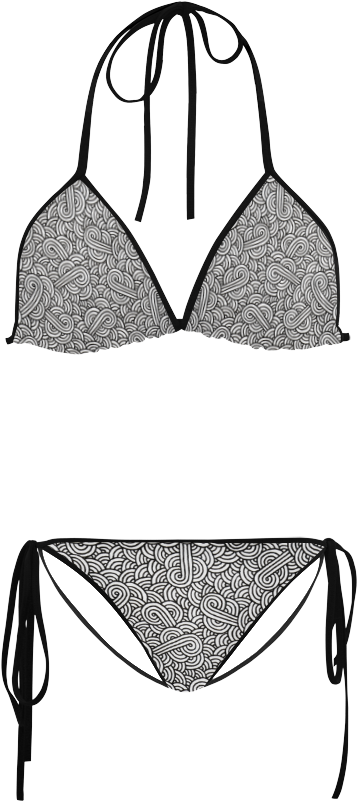 Black And White Swirls Zentangle Custom Bikini Swimsuit - Bikini Black And White Pattern (1000x1000), Png Download