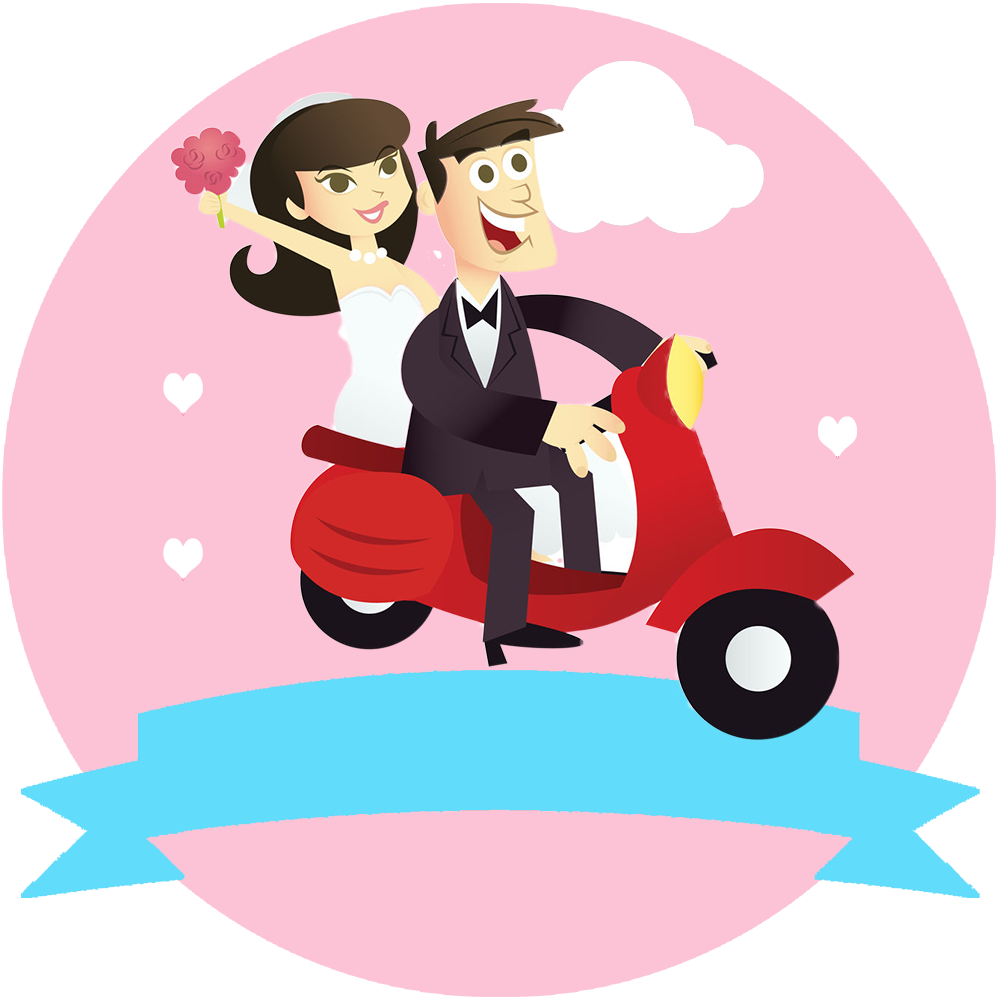 Bride And Groom Cartoon (999x999), Png Download