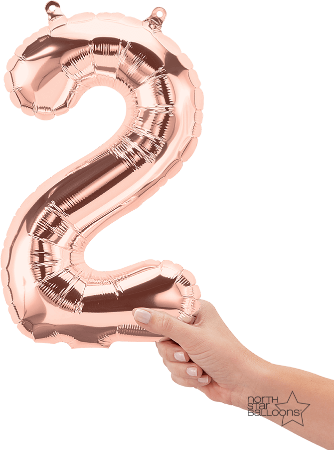 2 Rose Gold - Rose Gold Number Balloon Transparent (1000x1000), Png Download