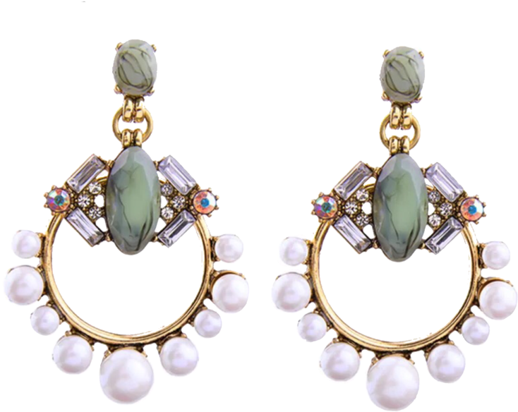 Katy Earrings - Pearl Statement Drop Earrings Big Hoop Oval Studs Imitation (760x760), Png Download