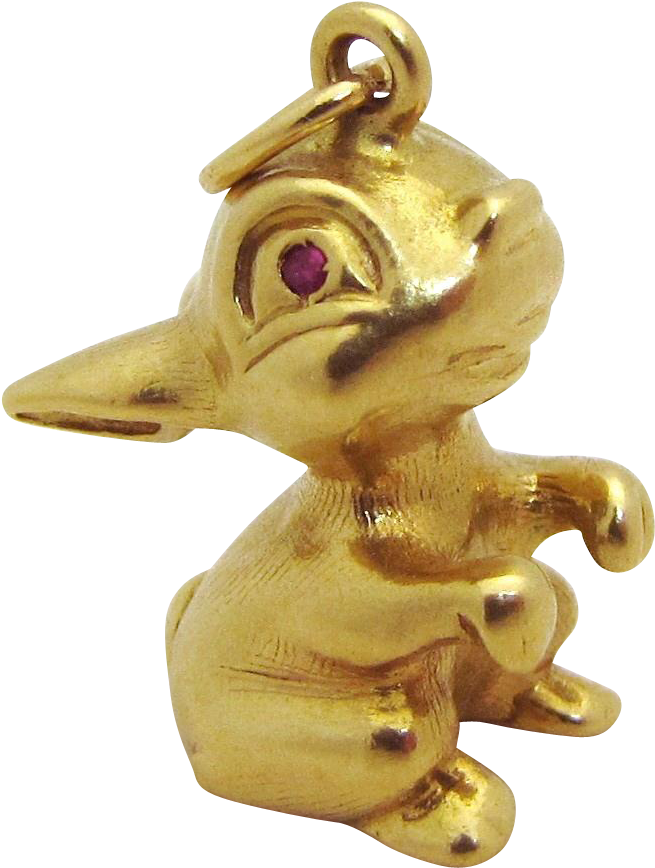 Adorable Vintage 18k Gold 3d Jeweled Thumper Bunny - Charm Bracelet (867x867), Png Download