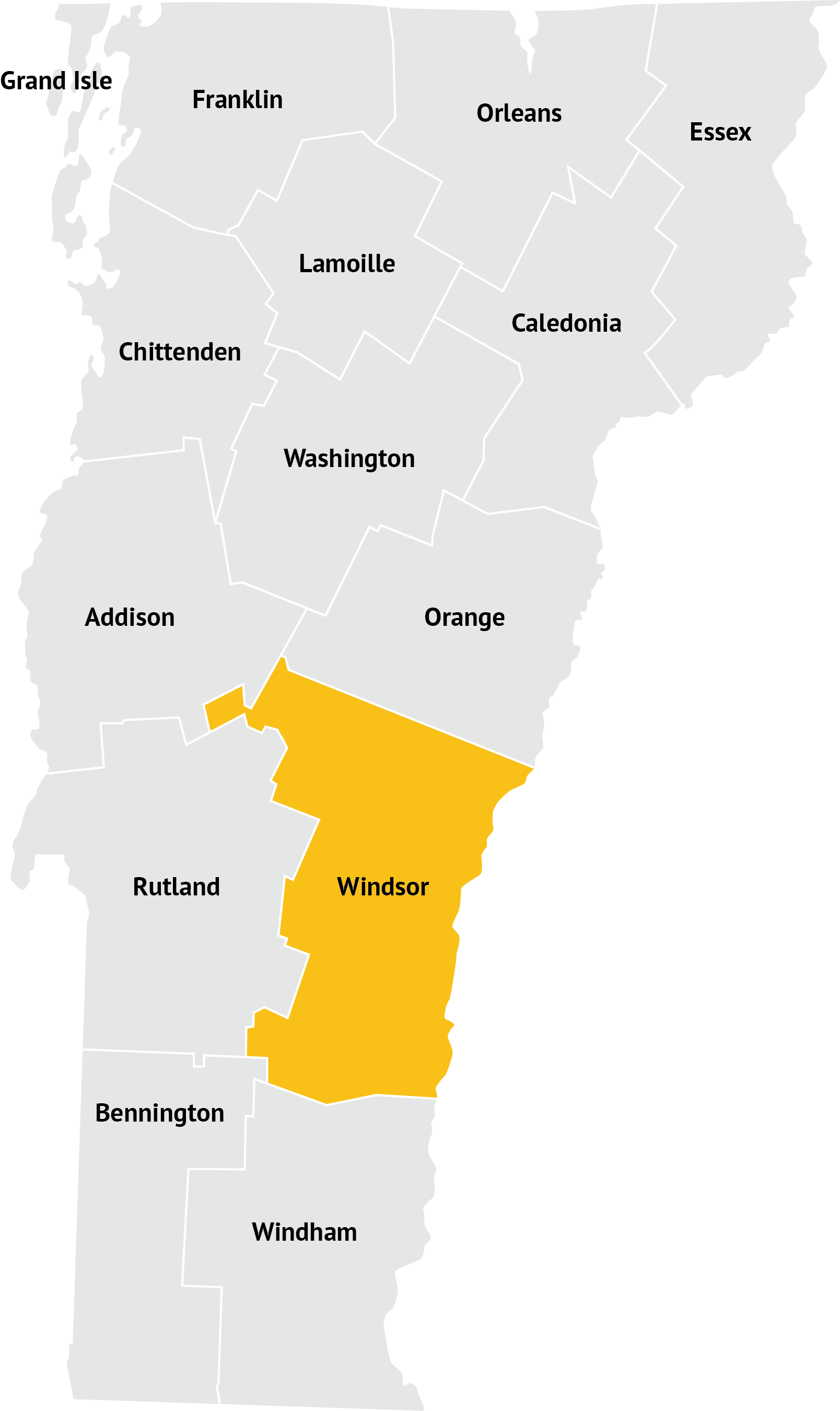 Windsor County - Vermont County Map (1608x2701), Png Download