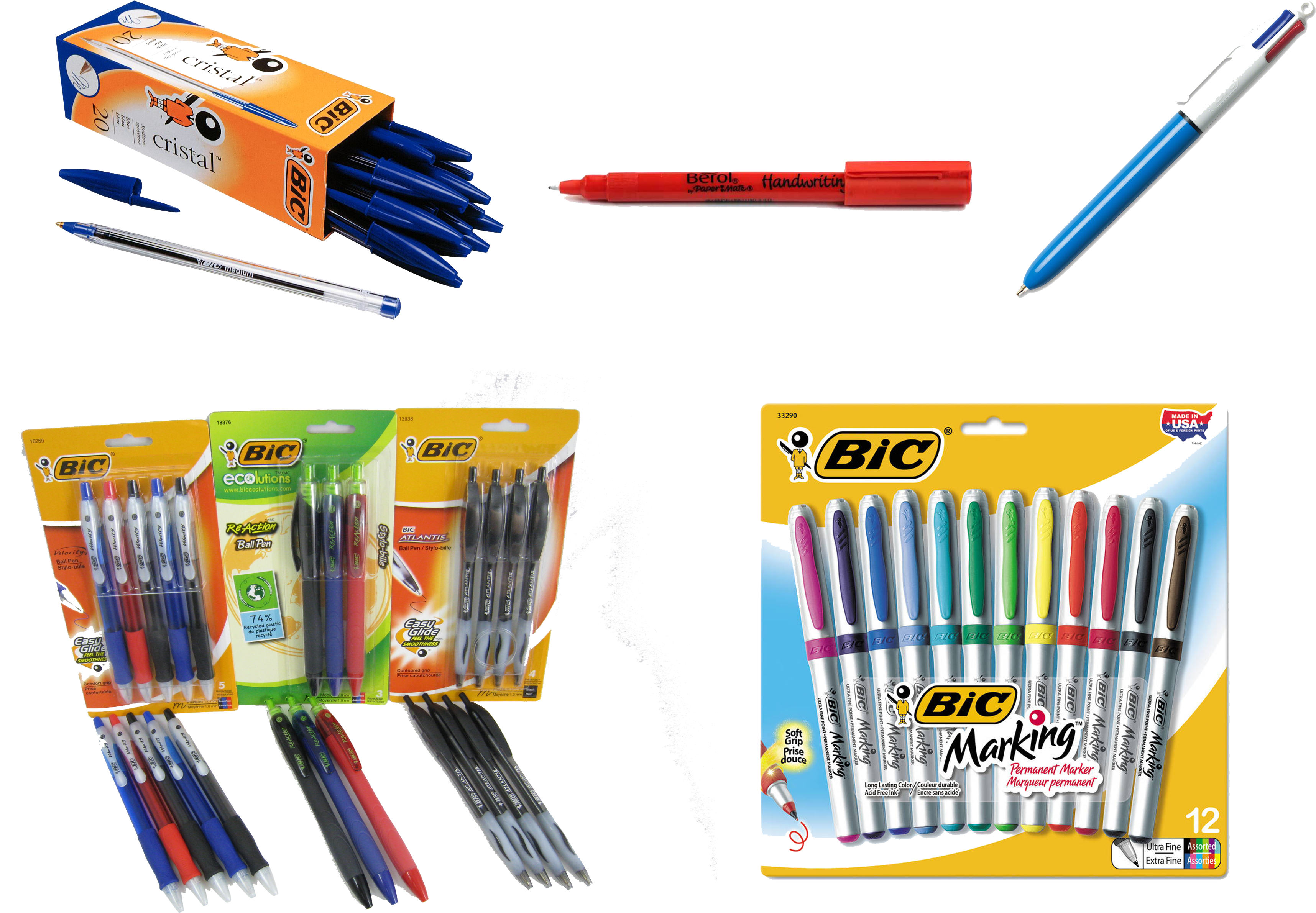 Bic-page - Bic Marking Permanent Marker, Ultra-fine Point, Assorted (3508x2480), Png Download
