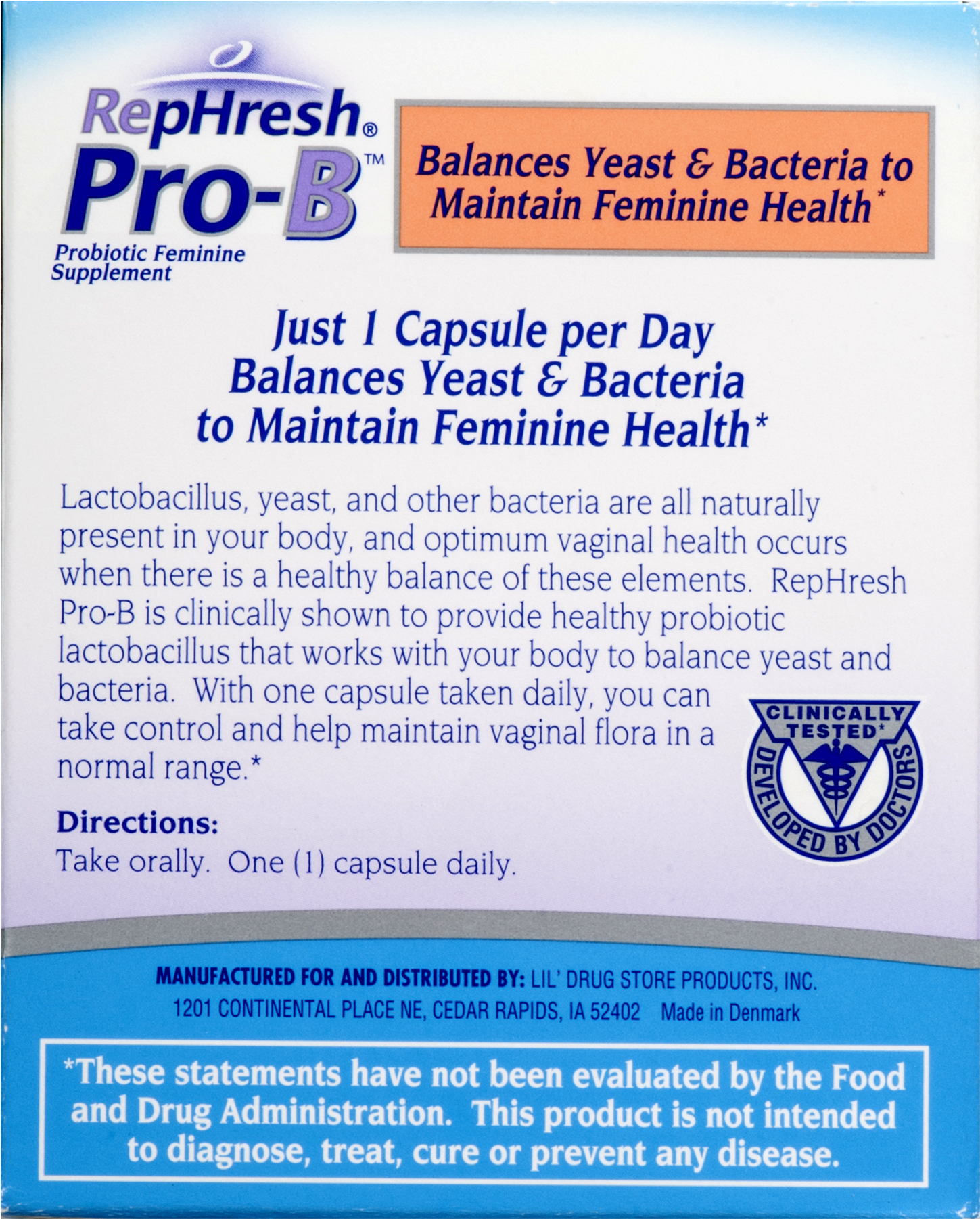Rephresh Rephresh Pro-b Probiotic Feminine Supplement, (1800x1800), Png Download