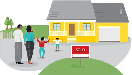 A Father, Mother, And Two Children In The Driveway - Father (448x270), Png Download