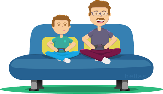 Happy Fathers Day Clipart - Dad And Son Clip Art (550x318), Png Download