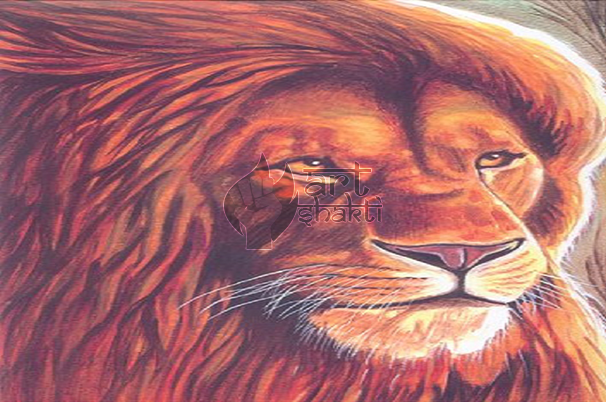 Lion Painting - Masai Lion (606x402), Png Download