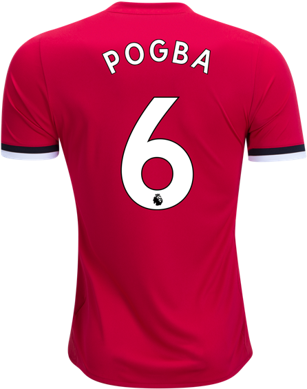 Manchester United Paul Pogba 2017/18 Home Soccer Jersey - Lewandowski Poland Jersey 2018 (600x600), Png Download