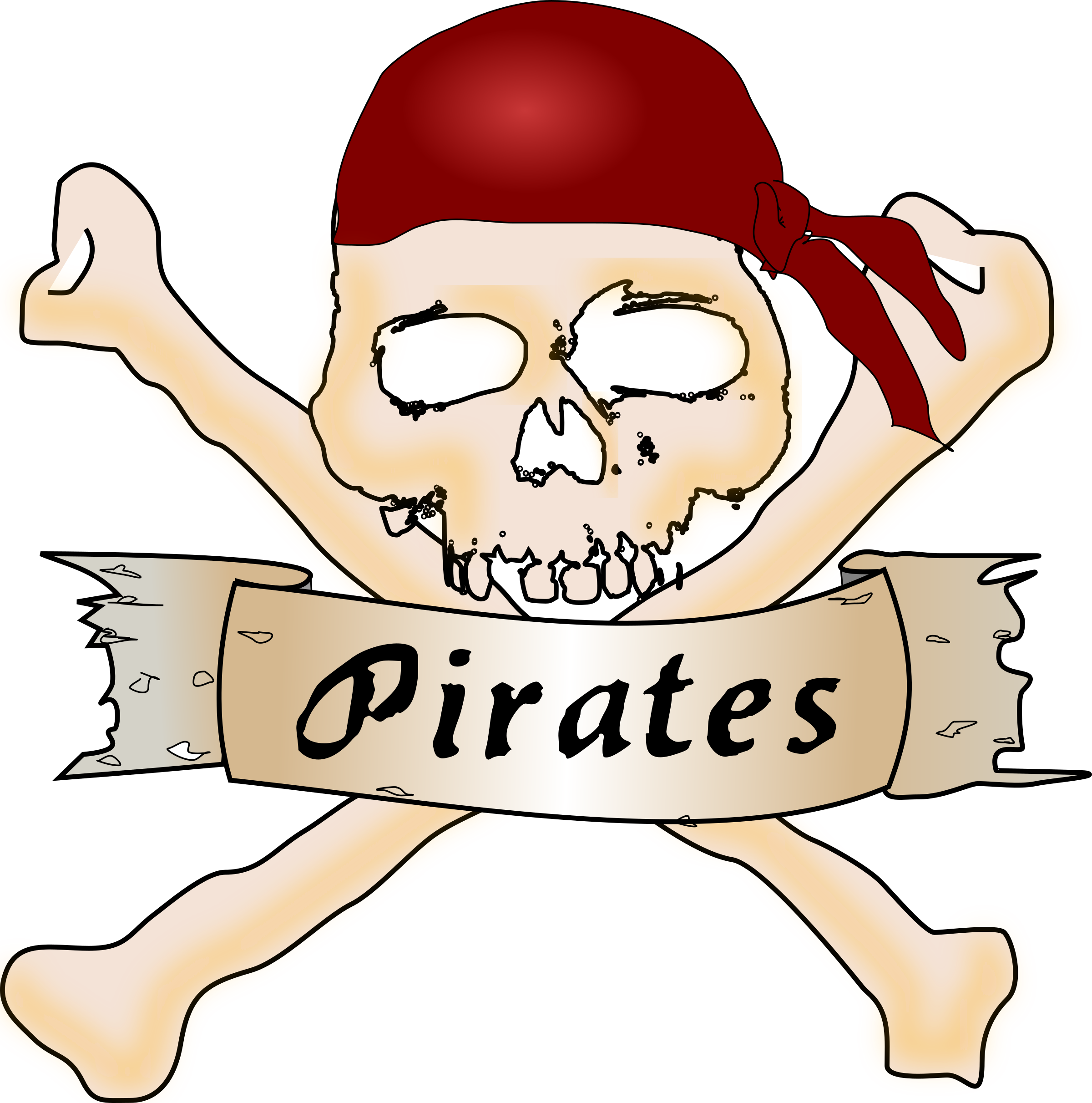 Big Image - Pirate Skull Clipart (2400x2423), Png Download