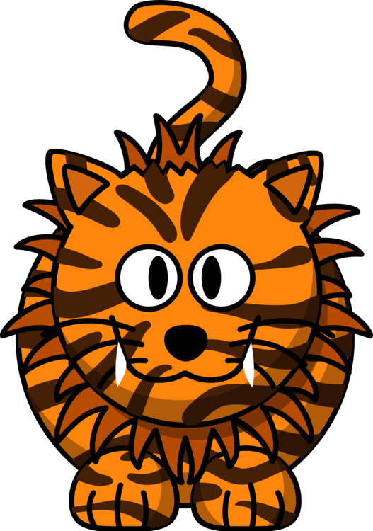 Lion Tiger Cat Felidae Liger - Cartoon Tiger Clipart Png (527x750), Png Download