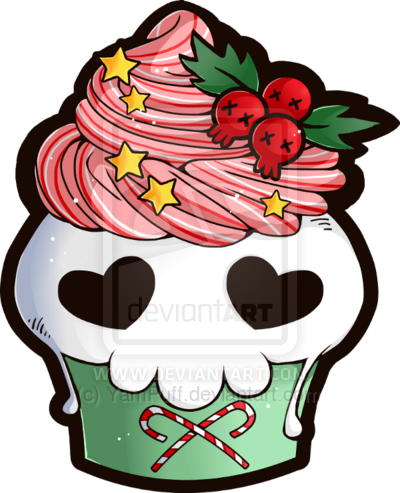 Holiday Skull Cupcake By Yampuff - Holiday Skull (400x493), Png Download