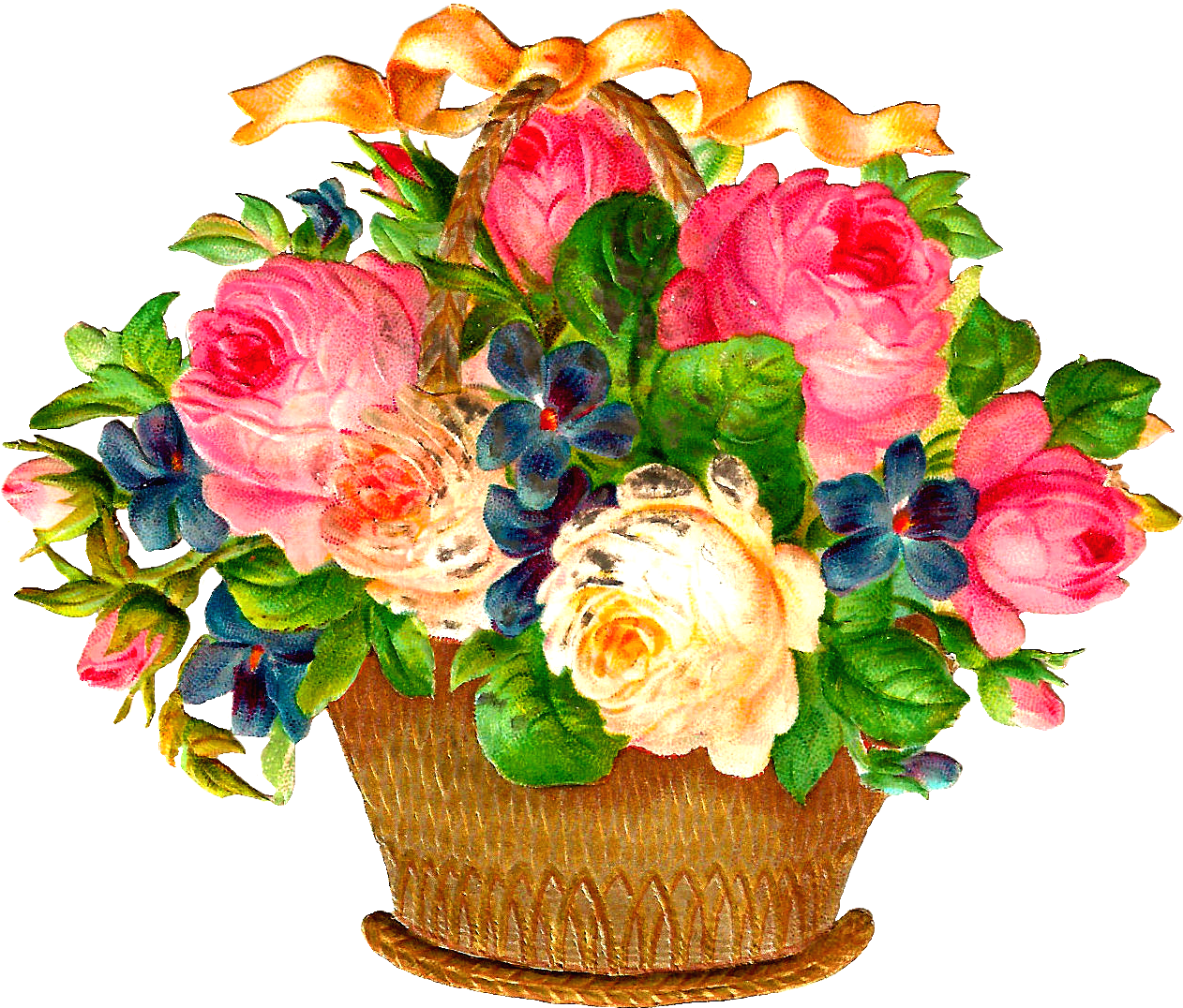 Free Flower Basket Graphic - Flower Basket Png Free (1591x1386), Png Download
