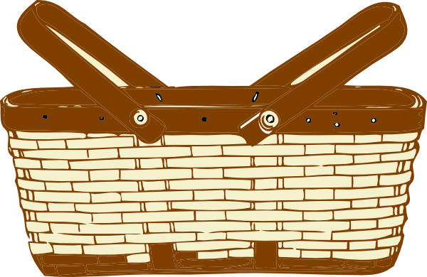 Cartoon Basket Png Graphic Library - Picnic Basket Clipart Black And White (600x390), Png Download