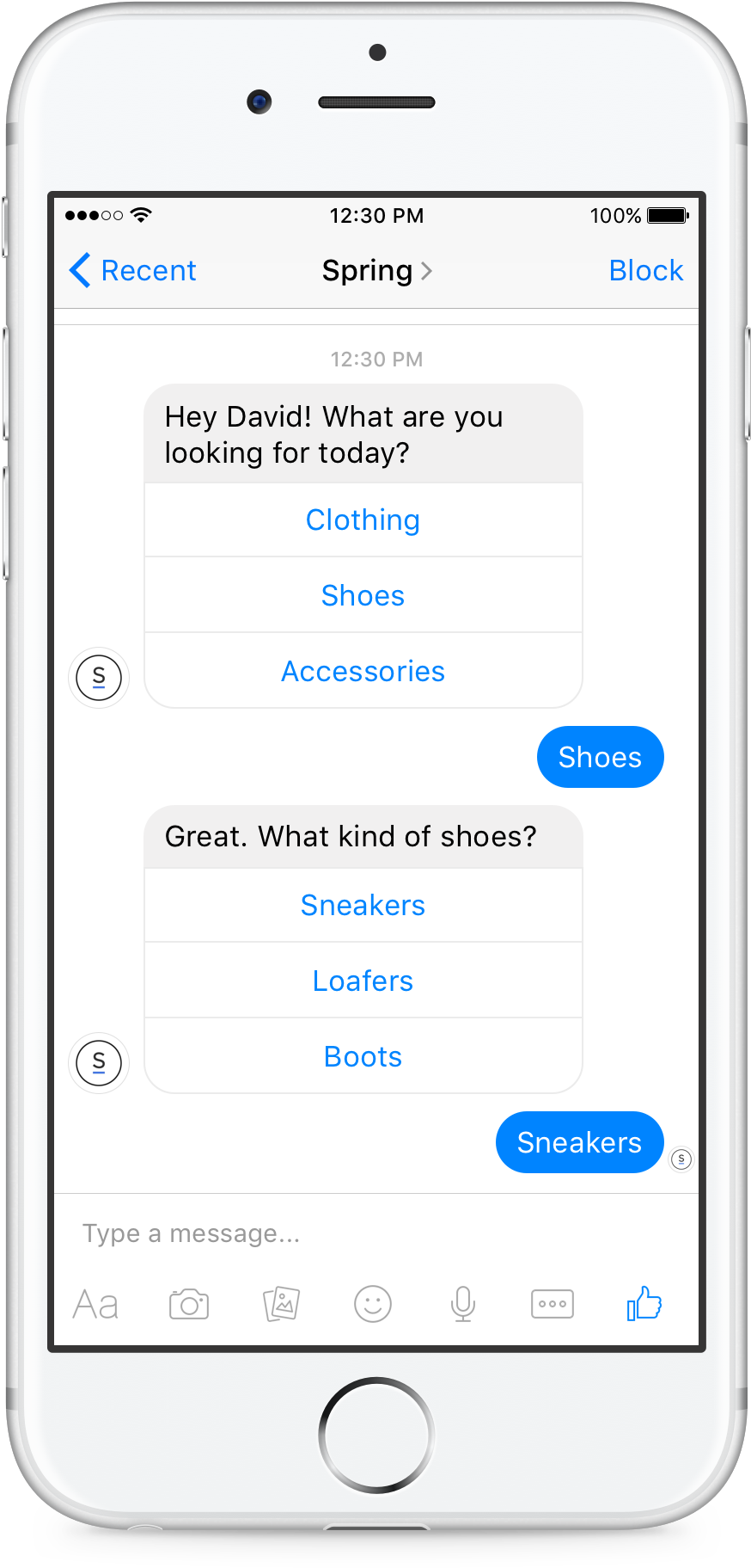 Spring's Bot In Facebook's Messenger - Iphone Whatsapp Notification (1054x1968), Png Download