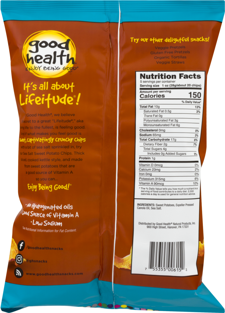 Good Health Natural Foods - Sweet Potato Kettle Chips (1024x1024), Png Download