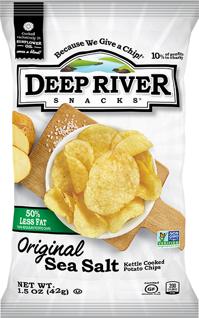 Kettle Cooked Potato Chips - Deep River Chips Sea Salt (394x628), Png Download