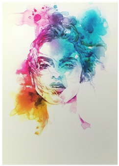 Woman Portrait - Abstract Watercolor Painting Face (400x400), Png Download
