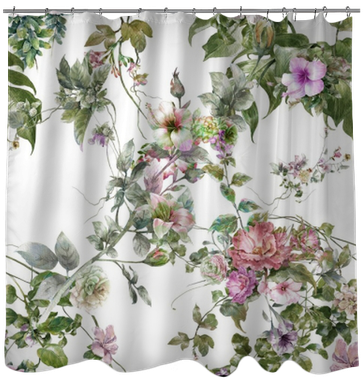 Watercolor Painting Of Leaf And Flowers, Seamless Pattern - Rose (400x400), Png Download