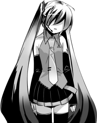 Sad Miku Black And White (640x480), Png Download