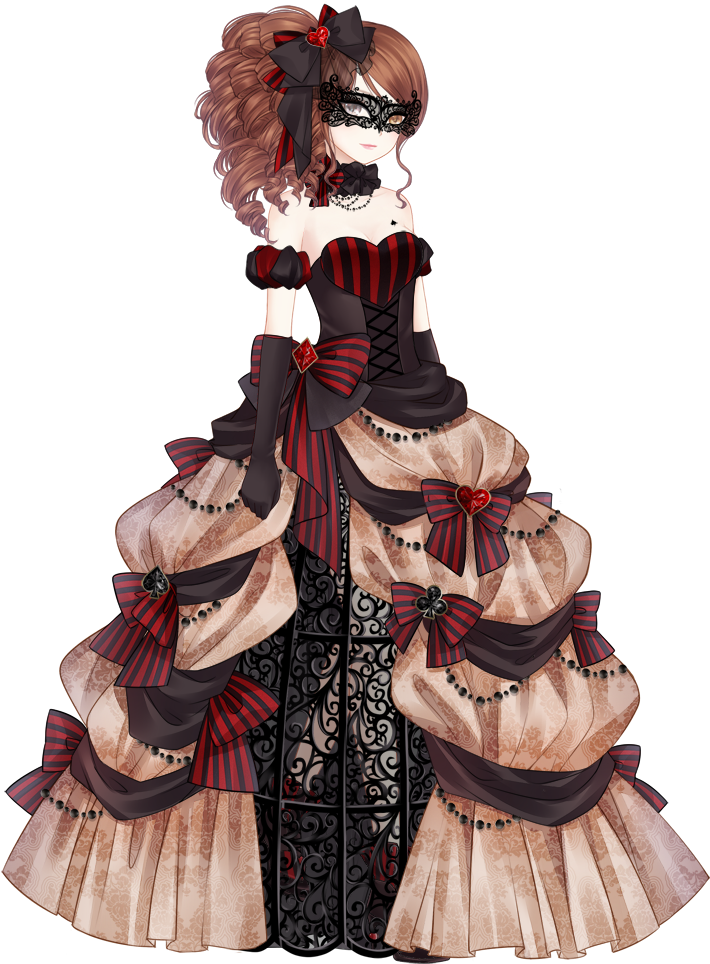 Masquerade - Anime Girl With Mask And Dress (800x1105), Png Download