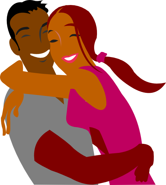 Png Black And White Library Black Cartoon Couples Image - Couple Hugging Clipart (534x594), Png Download