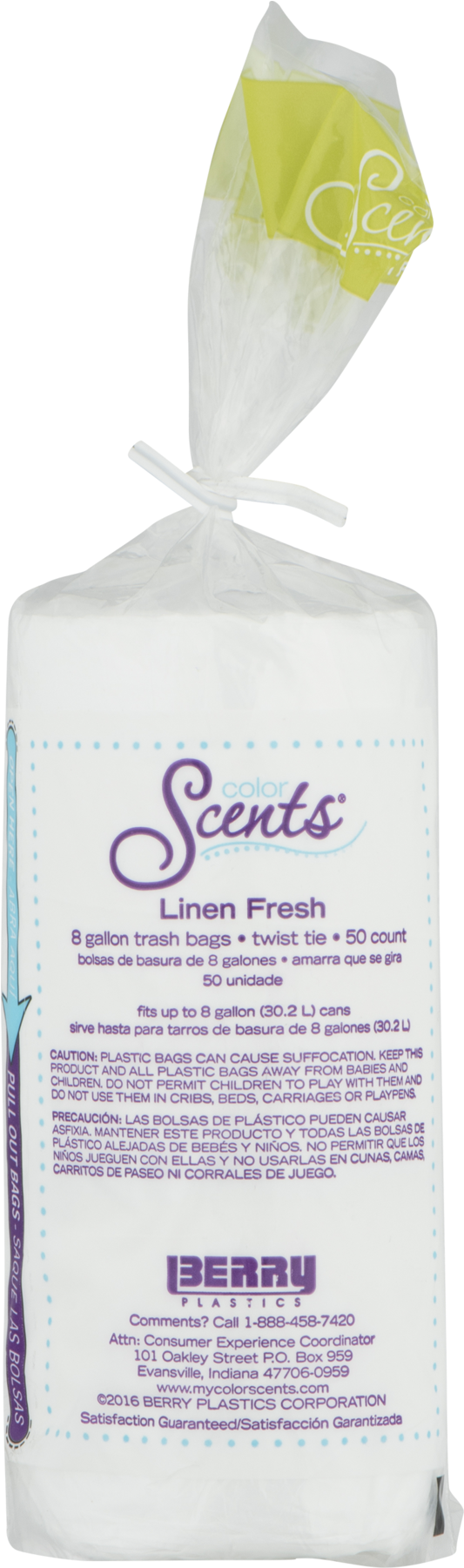 Color Scents Twist Tie Trash Bags, Linen Fresh, 8 Gallon, - Paper Bag (1800x1800), Png Download