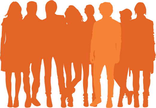 Crowds - Orange People Png (522x361), Png Download