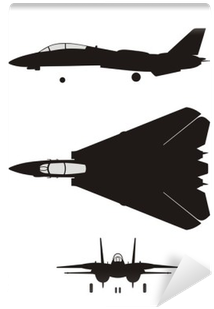 Silhouette Illustration Of Jet Fighter F 18 Wall Mural - Silueta F 14 (400x400), Png Download