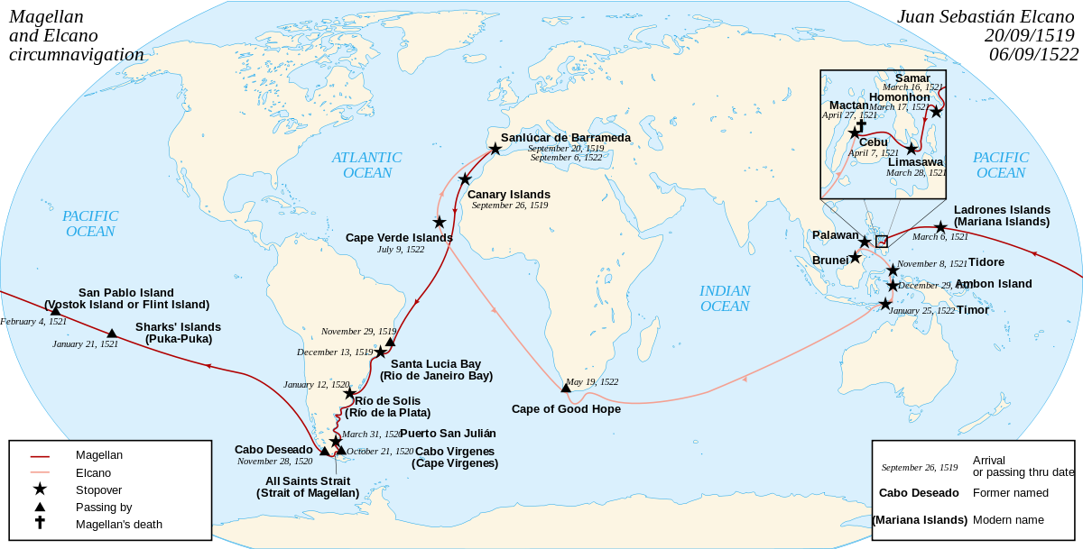 Juan Sebastian Elcano Route (1200x609), Png Download