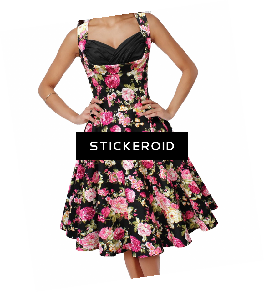 Floral Dress Clothing - Towertree Women 50s60s Floral Print V Neck Rockabilly (844x934), Png Download