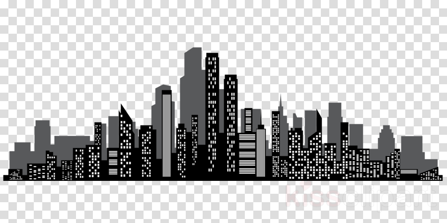 Silhouette Cityscape Clipart Cityscape Skyline Clip - City Silhouette (900x450), Png Download