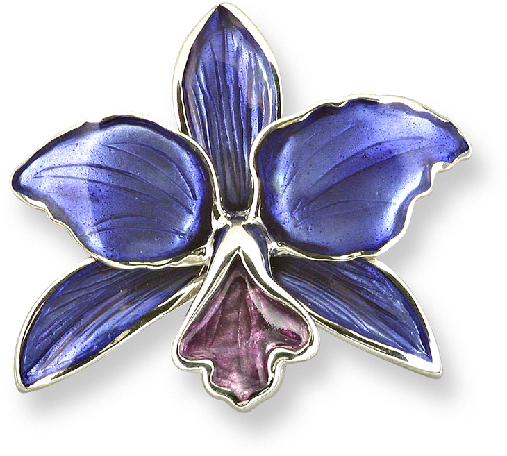 Nicole Barr Designs Sterling Silver Orchid Brooch-purple - Nicole Barr Purple Orchid Brooch (800x800), Png Download