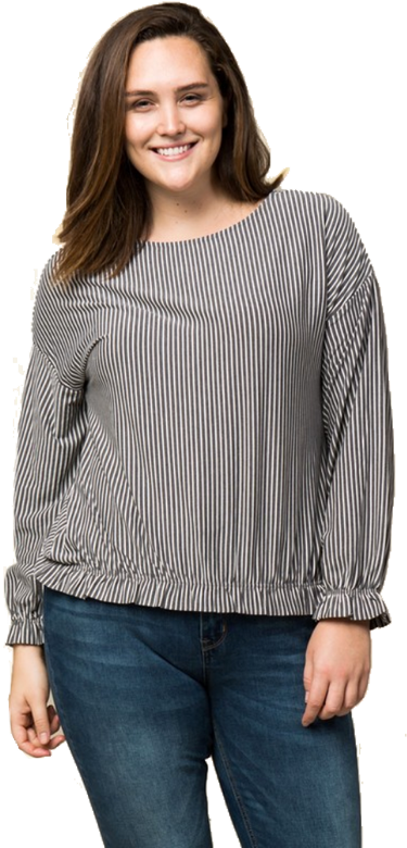Black & White Stripe Ruffle Bottom Top - Robe Déesse Grecque (800x800), Png Download