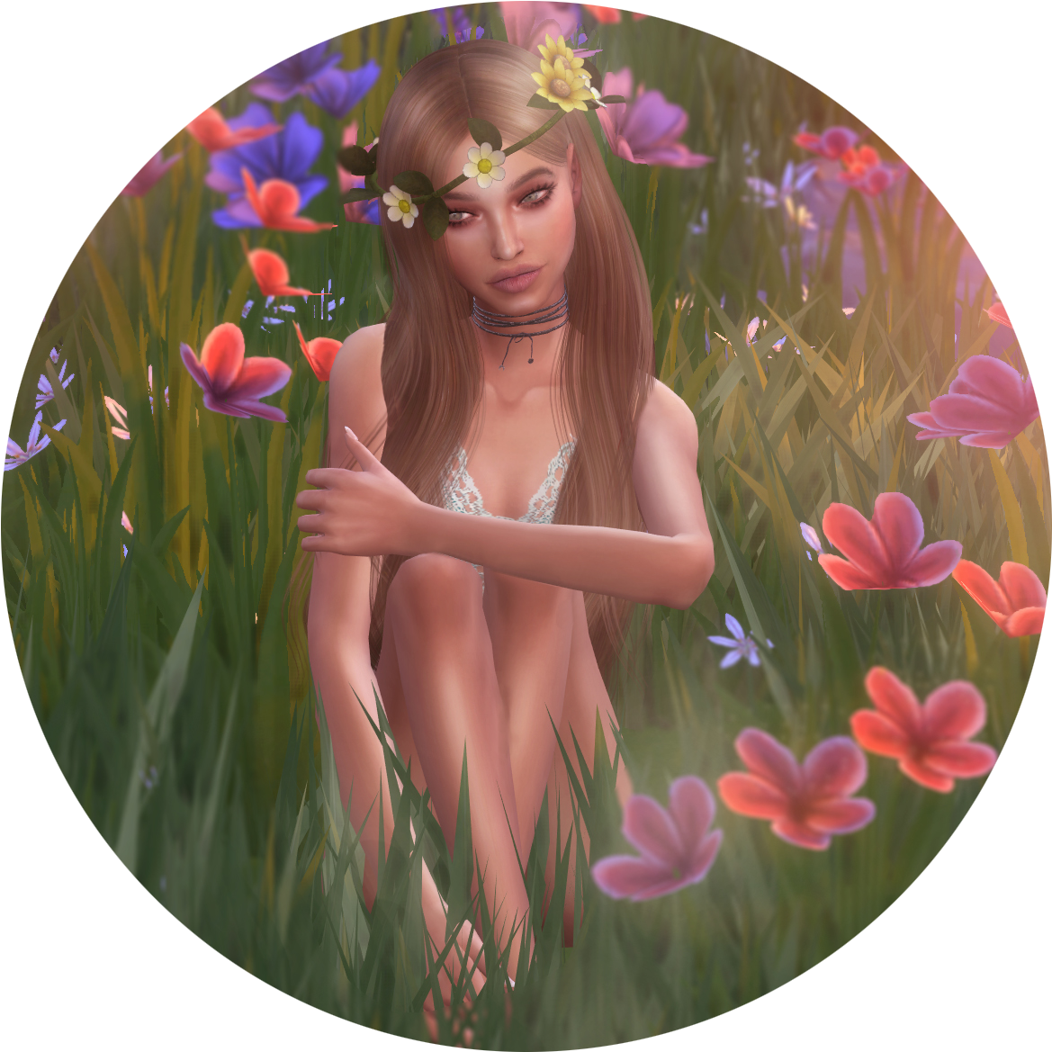 Sims 4 Beautiful Girl Custom Content Cc Flower Crown - The Sims (1204x1212), Png Download