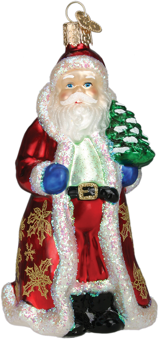 Glistening Golden Santa Ornament - Glistening Golden Santa Glass Ornament By Old World (1200x1200), Png Download