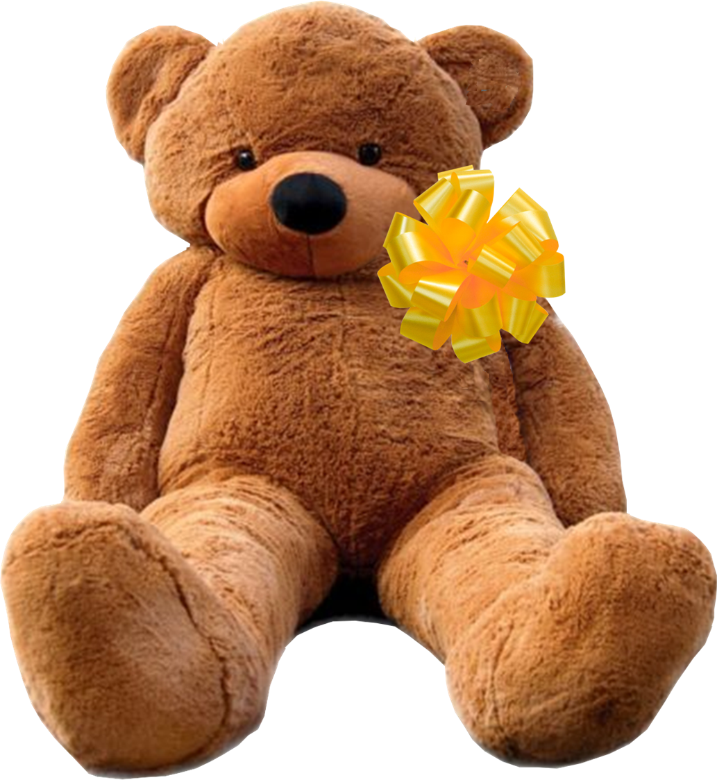 Brown Bear With Yellow Bow - Big Teddy Bear Png (1033x1124), Png Download